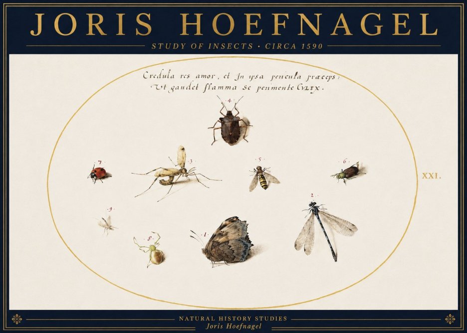 Joris Hoefnagel Study of Insects • Circa 1590 No4 - Poszter