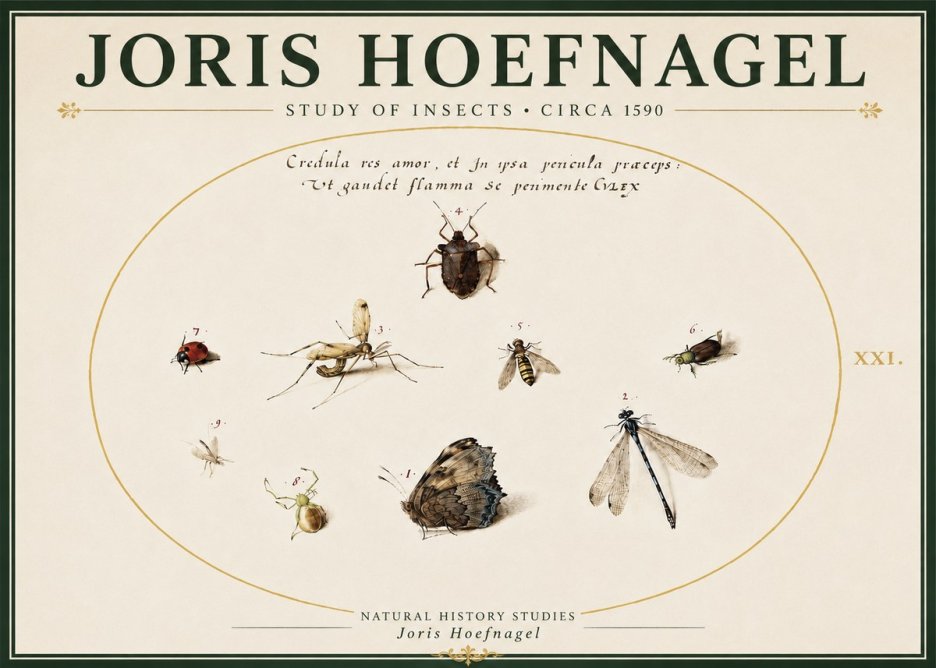 Joris Hoefnagel Study of Insects • Circa 1590 No5 - Poszter