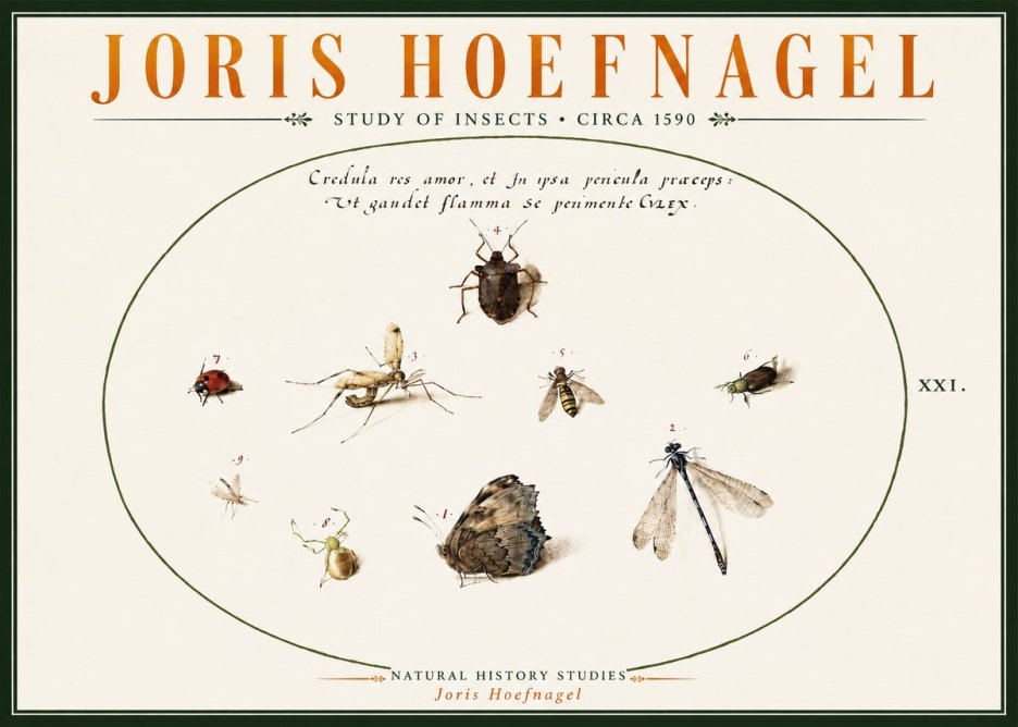 Joris Hoefnagel Study of Insects • Circa 1590 No6 - Poszter