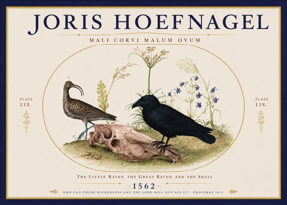 Joris Hoefnagel The Little Raven, the Great Raven, and the Skull No3 - Poszter