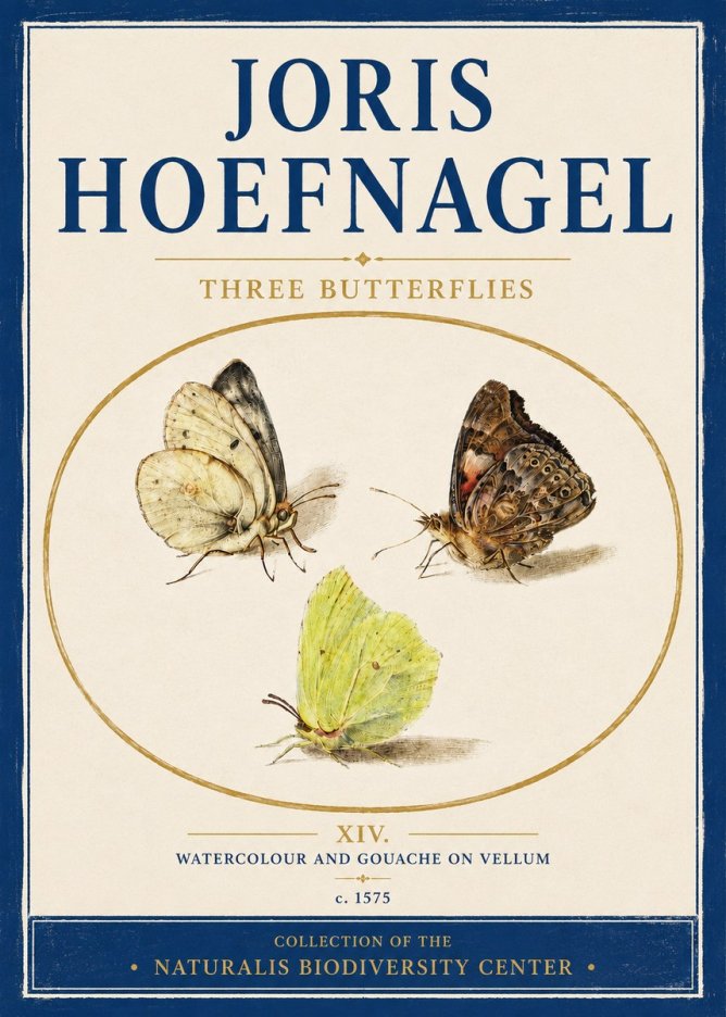 Joris Hoefnagel Three Butterflies II No4 - Poszter