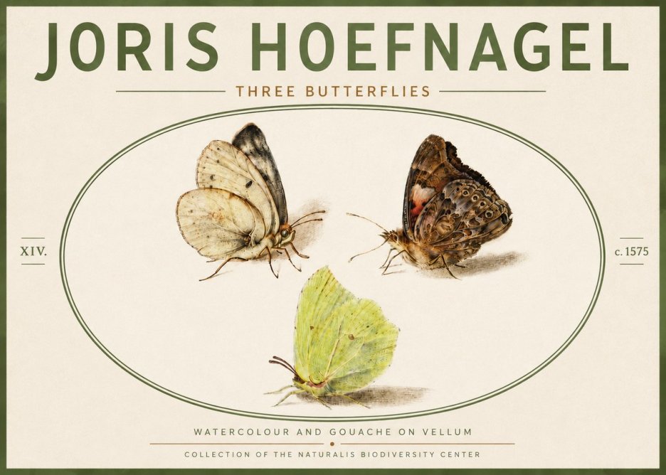Joris Hoefnagel Three Butterflies II No6 - Poszter