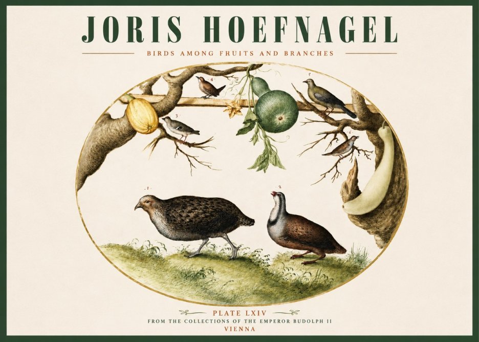 Joris Hoefnagel Birds Among Fruits and Branches No2 - Poszter