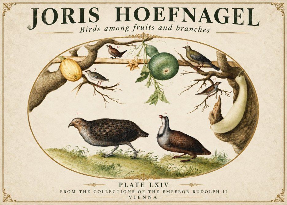 Joris Hoefnagel Birds Among Fruits and Branches No3 - Poszter