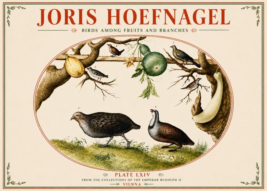 Joris Hoefnagel Birds Among Fruits and Branches No5 - Poszter