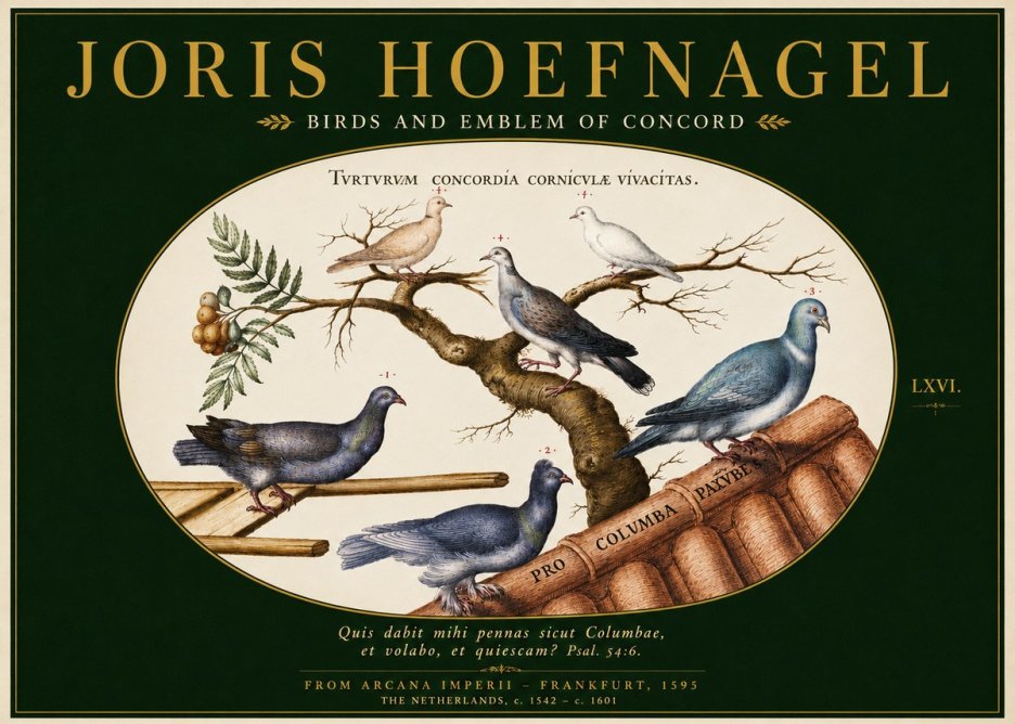 Joris Hoefnagel Birds and Emblem of Concord No3 - Poszter