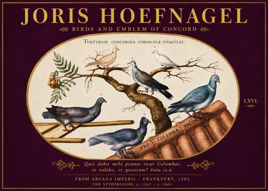Joris Hoefnagel Birds and Emblem of Concord No5 - Poszter