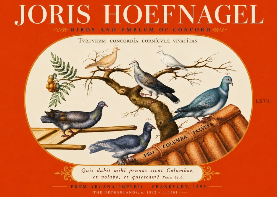 Joris Hoefnagel Birds and Emblem of Concord No6 - Poszter