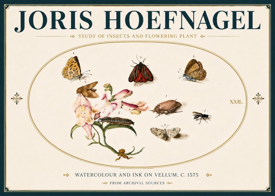 Joris Hoefnagel Study of Insects and Flowering Plant No6 - Poszter