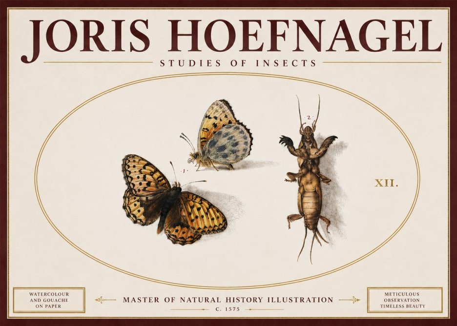 Joris Hoefnagel Studies of Insects Xii No5 - Poszter