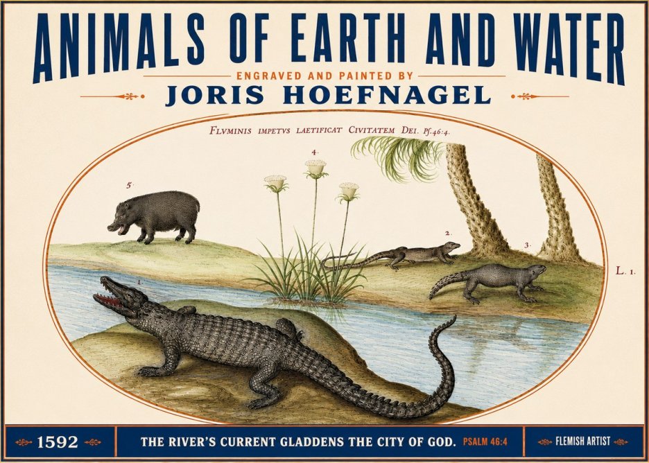 Joris Hoefnagel Animals of Earth and Water No3 - Poszter