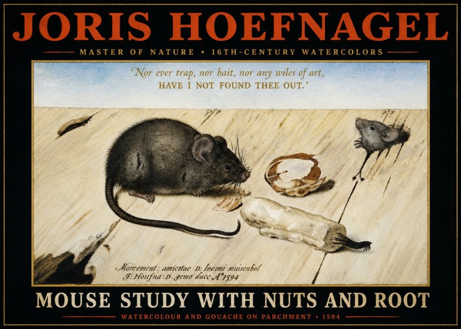 Joris Hoefnagel Mouse Study with Nuts and Root No4 - Poszter