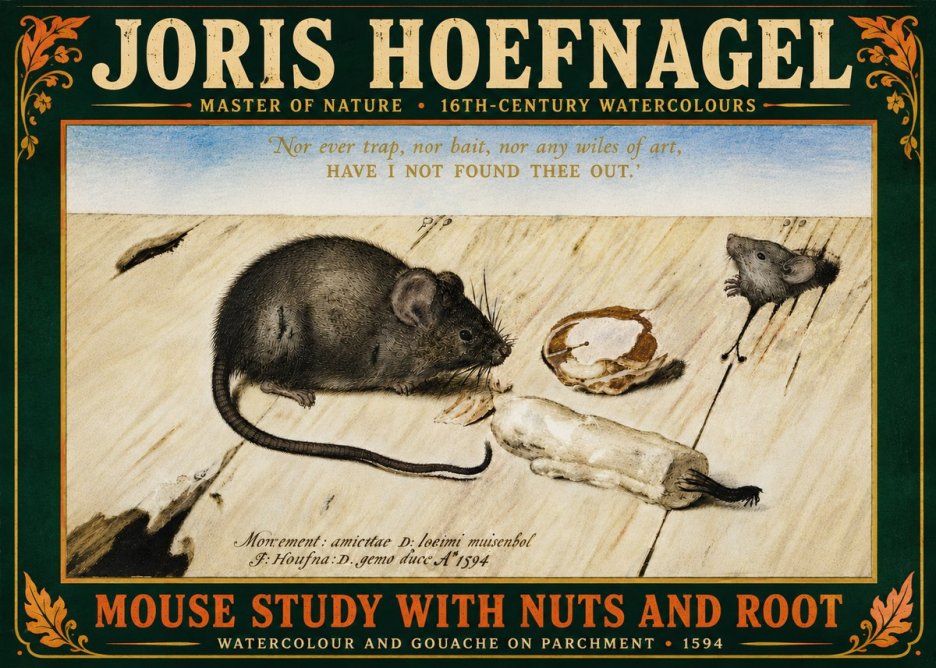 Joris Hoefnagel Mouse Study with Nuts and Root No6 - Poszter