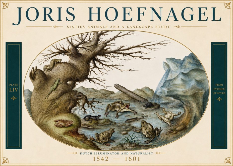 Joris Hoefnagel Sixtties Animals and a Landscape Study No4 - Poszter