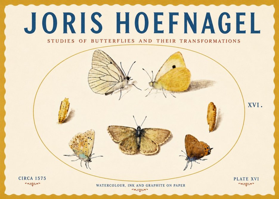 Joris Hoefnagel Studies of Butterflies and Their Transformations No5 - Poszter