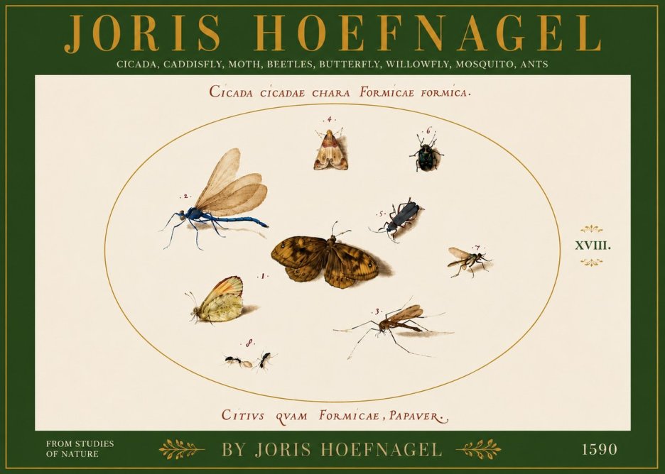Joris Hoefnagel Cicada Cicadae Chara Formicae Formica. No6 - Poszter