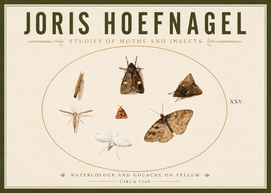 Joris Hoefnagel Studies of Moths and Insects - Xxv. No6 - Poszter