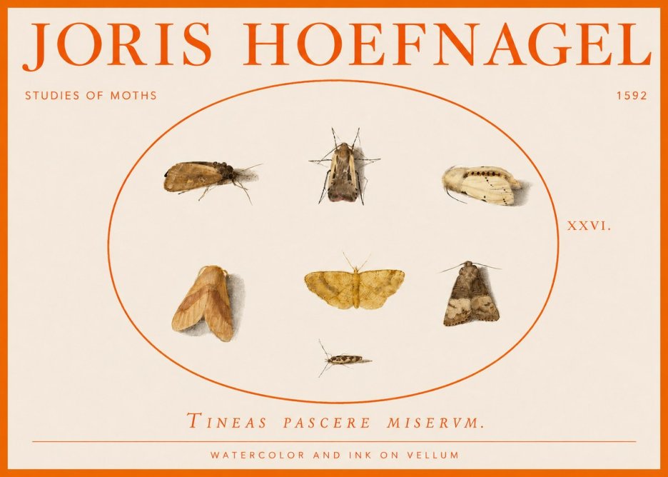 Joris Hoefnagel Studies of Moths II No3 - Poszter