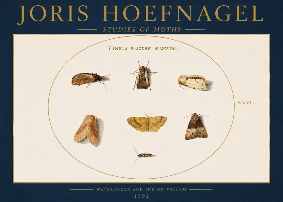 Joris Hoefnagel Studies of Moths II No4 - Poszter
