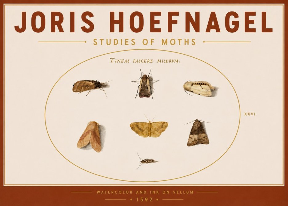Joris Hoefnagel Studies of Moths II No5 - Poszter