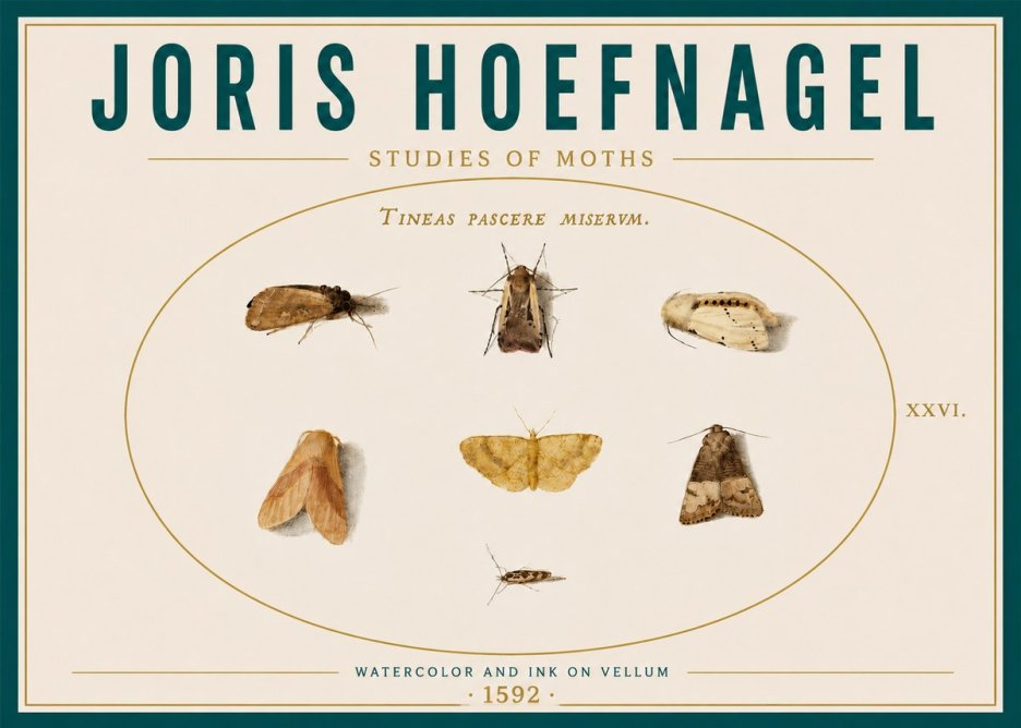 Joris Hoefnagel Studies of Moths II No6 - Poszter