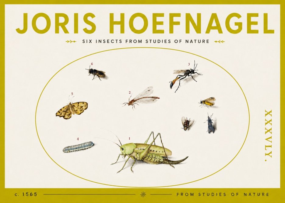 Joris Hoefnagel Six Insects from Studies of Nature C. 1565 No4 - Poszter