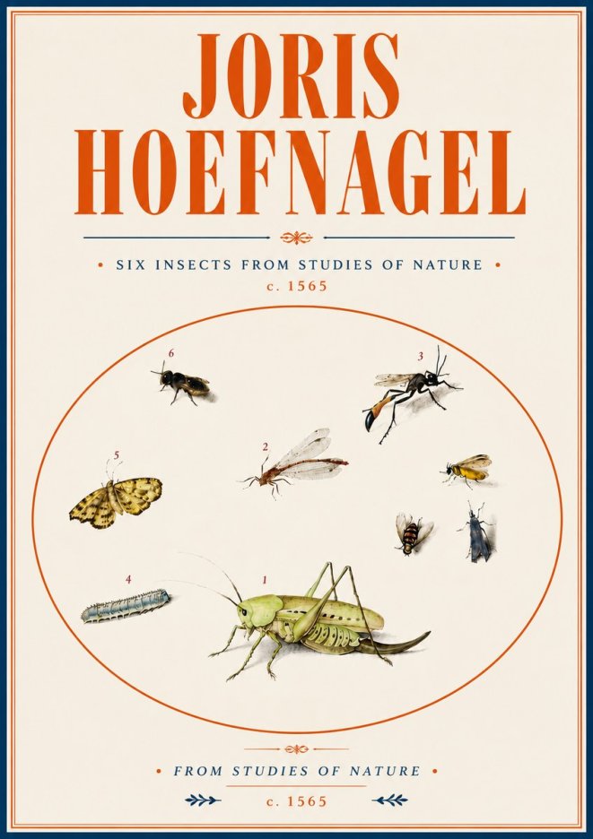 Joris Hoefnagel Six Insects from Studies of Nature C. 1565 No6 - Poszter