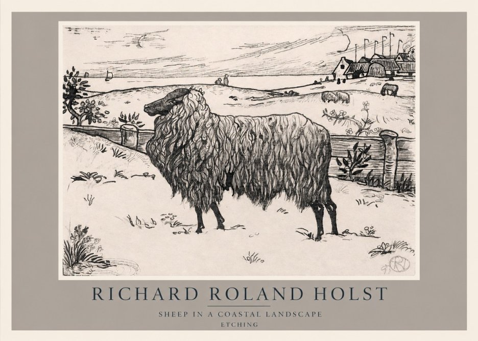 Richard Roland Holst Sheep in a Coastal Landscape No2 - Poszter