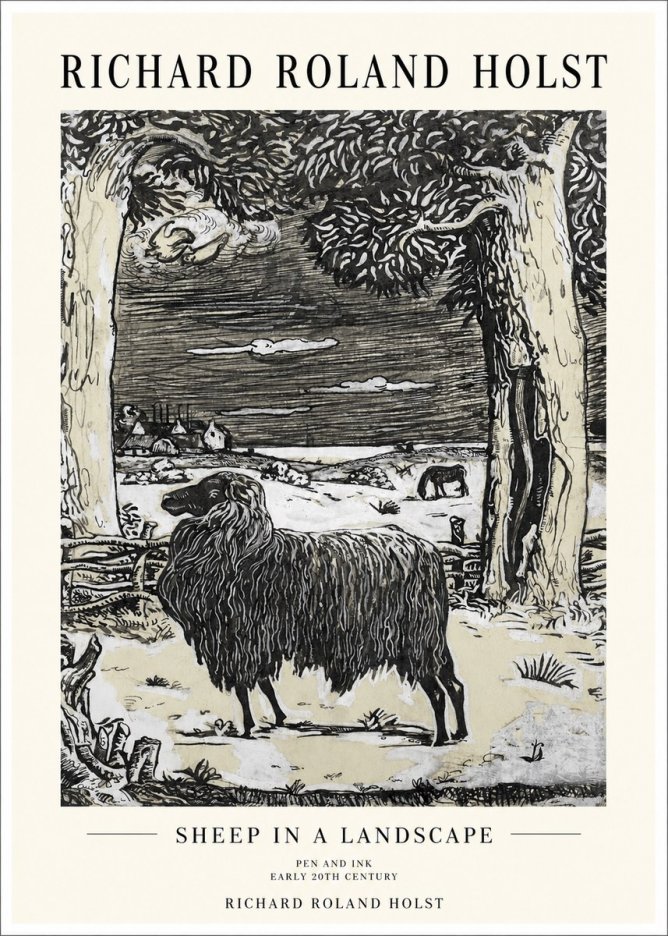 Richard Roland Holst Sheep in a Landscape No1 - Poszter