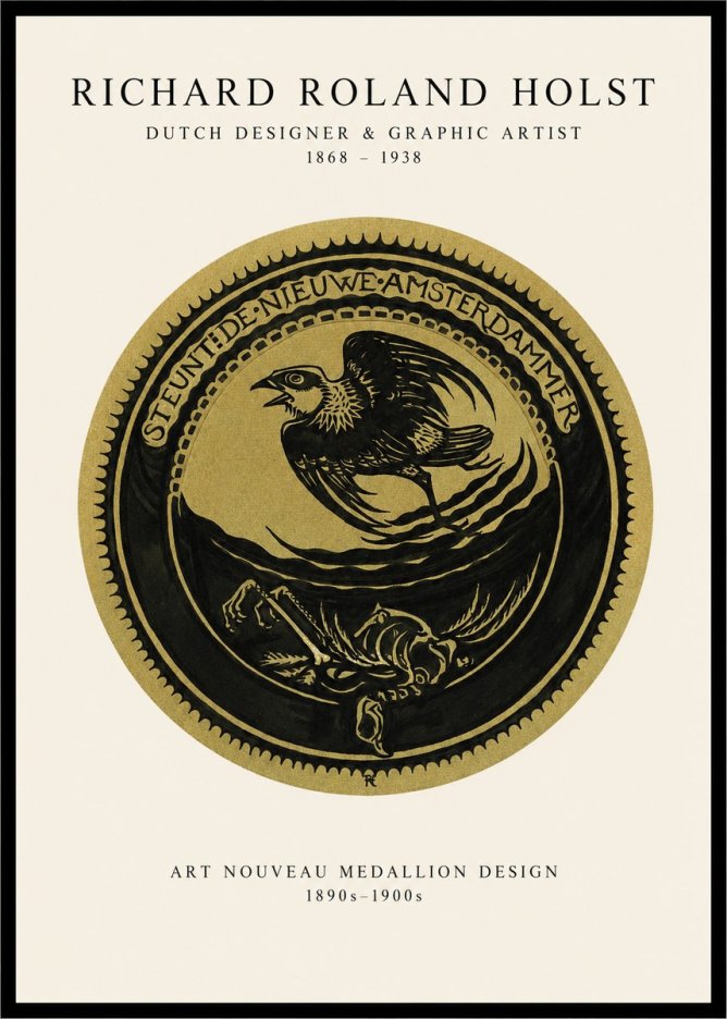 Richard Roland Holst Art Nouveau Medallion Design No1 - Poszter