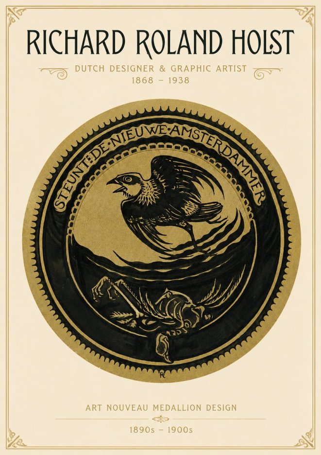 Richard Roland Holst Art Nouveau Medallion Design No3 - Poszter