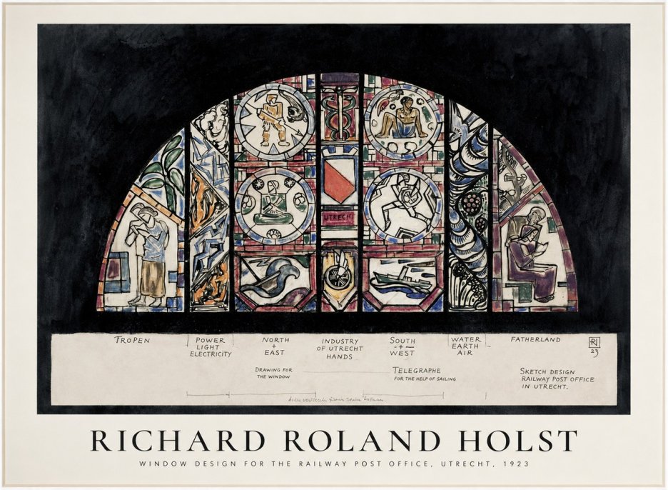 Richard Roland Holst Window Design for the Railway Post Office, Utrecht, 1923 No1 - Poszter