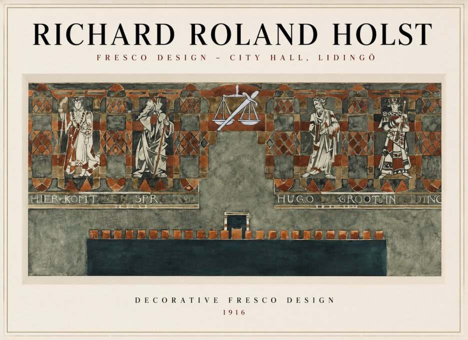 Richard Roland Holst Fresco Design - City Hall, Lidingö No1 - Poszter