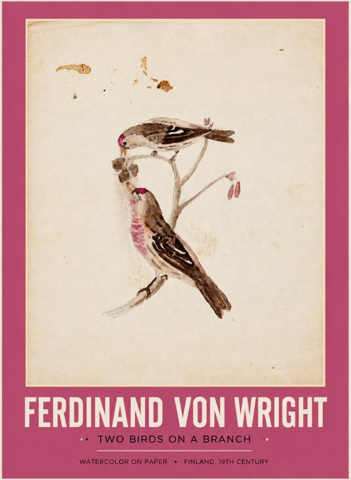 Ferdinand von Wright Two Birds on a Branch No2 - Poszter