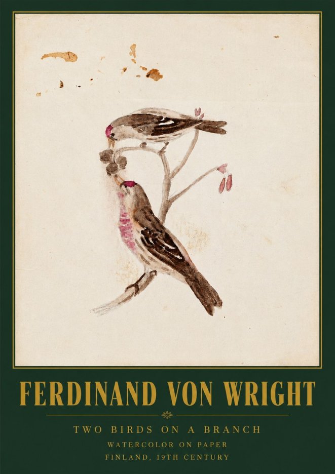 Ferdinand von Wright Two Birds on a Branch No3 - Poszter