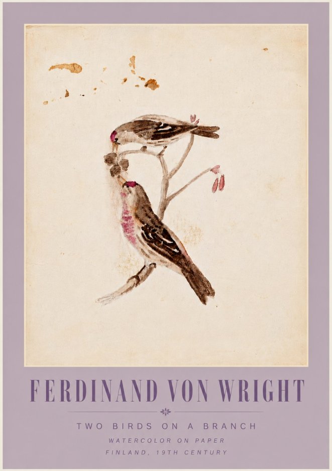 Ferdinand von Wright Two Birds on a Branch No6 - Poszter