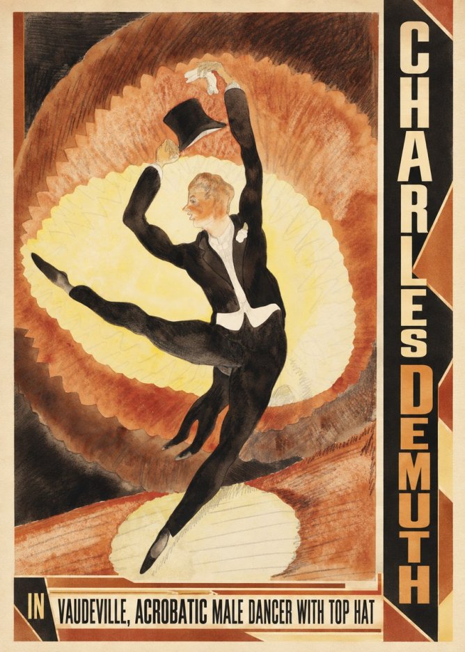 Charles Demuth In Vaudeville, Acrobatic Male Dancer with Top Hat No3 - Poszter