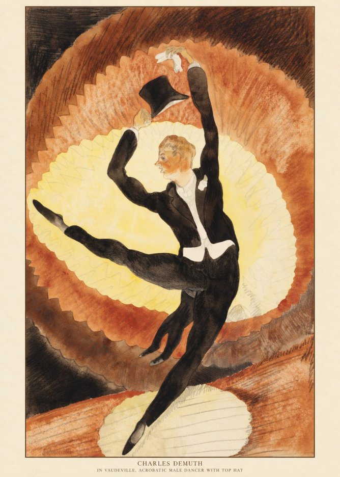 Charles Demuth In Vaudeville, Acrobatic Male Dancer with Top Hat No6 - Poszter