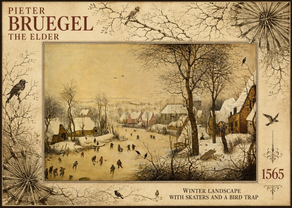 Pieter Bruegel Winter Landscape with Skaters and a Bird Trap No5 - Poszter