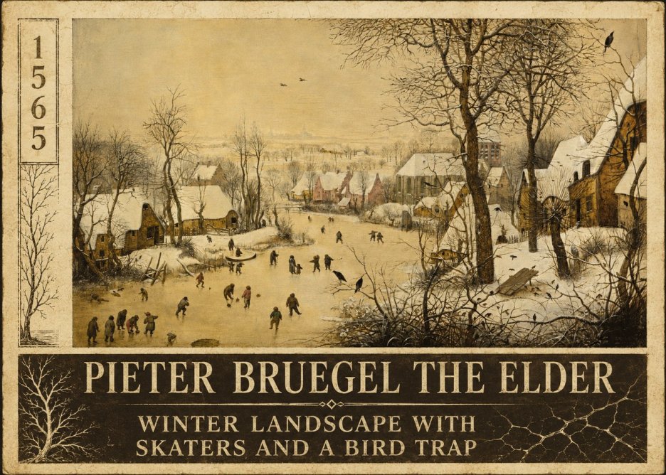 Pieter Bruegel Winter Landscape with Skaters and a Bird Trap No6 - Poszter