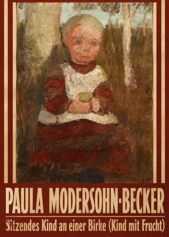 Paula Modersohn-Becker Sitzendes Kind an Einer Birke (Kind Mit Frucht) No4 - Poszter