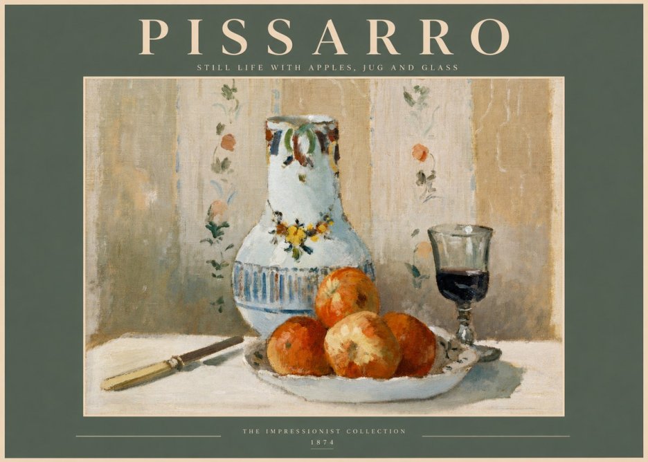 Pissarro Still Life with Apples, Jug and Glass No2 - Poszter