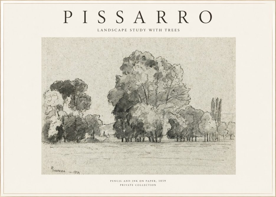 Pissarro Landscape Study with Trees No1 - Poszter