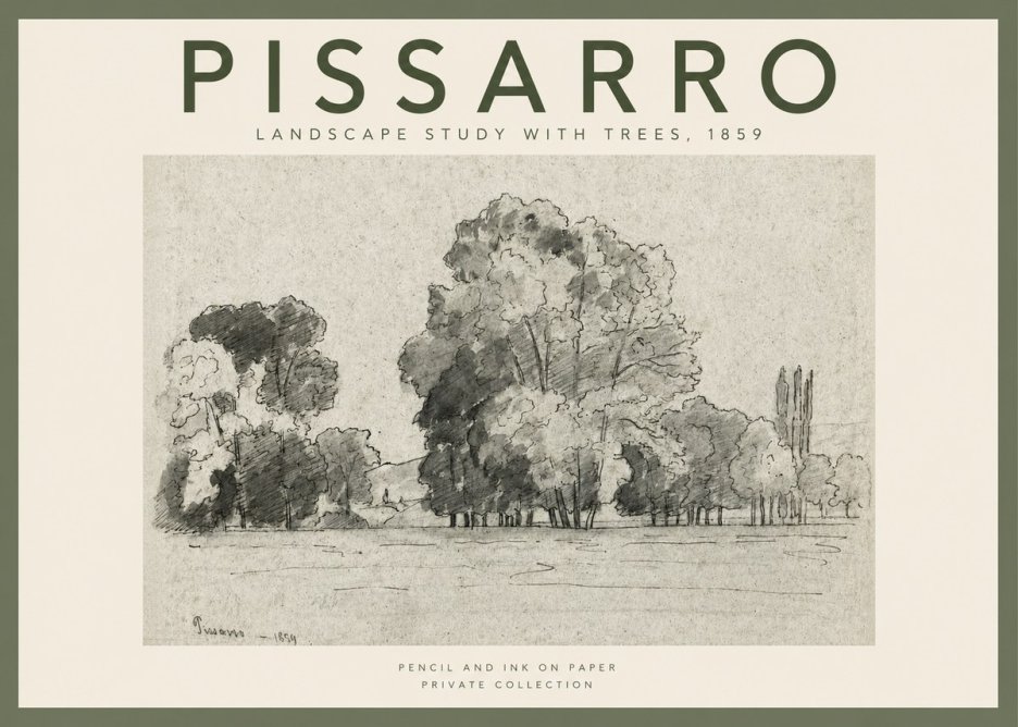 Pissarro Landscape Study with Trees No2 - Poszter