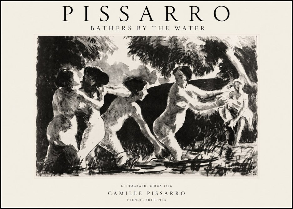 Pissarro Bathers by the Water No1 - Poszter
