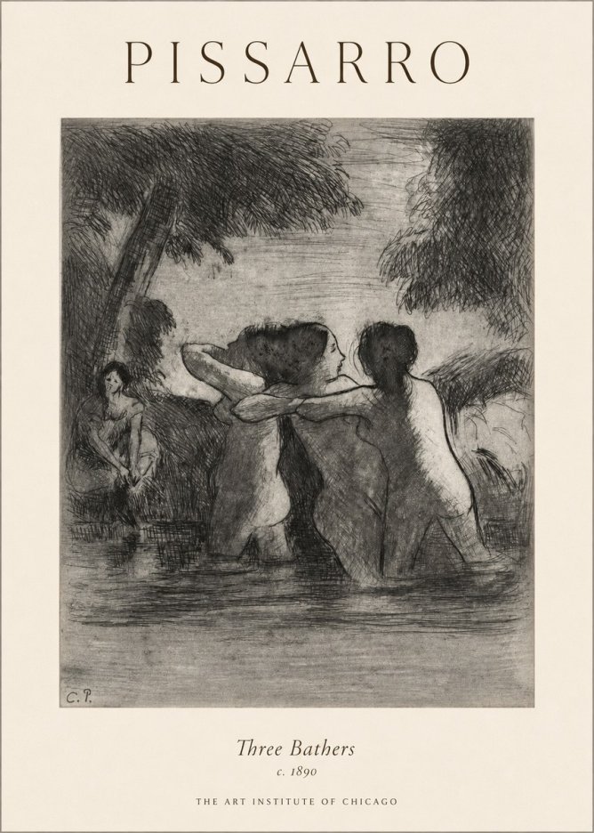 Pissarro Three Bathers No1 - Poszter