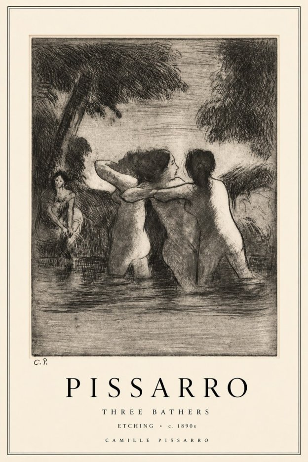 Pissarro Three Bathers No2 - Poszter