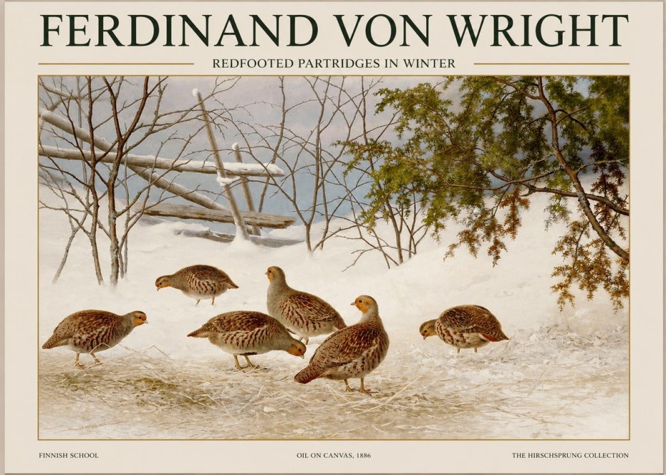 Ferdinand von Wright Redfooted Partridges in Winter No1 - Poszter