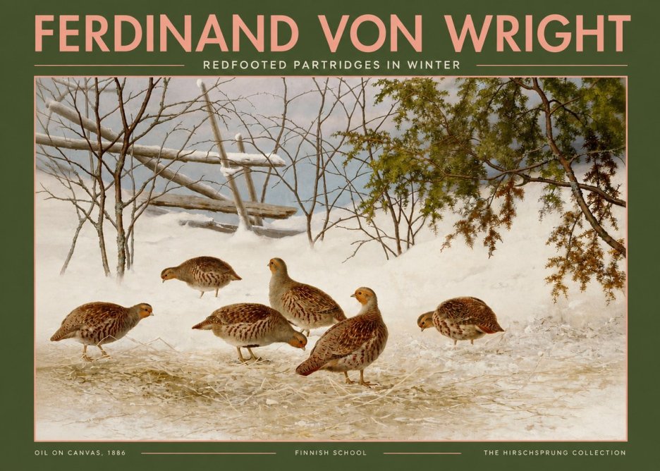 Ferdinand von Wright Redfooted Partridges in Winter No2 - Poszter