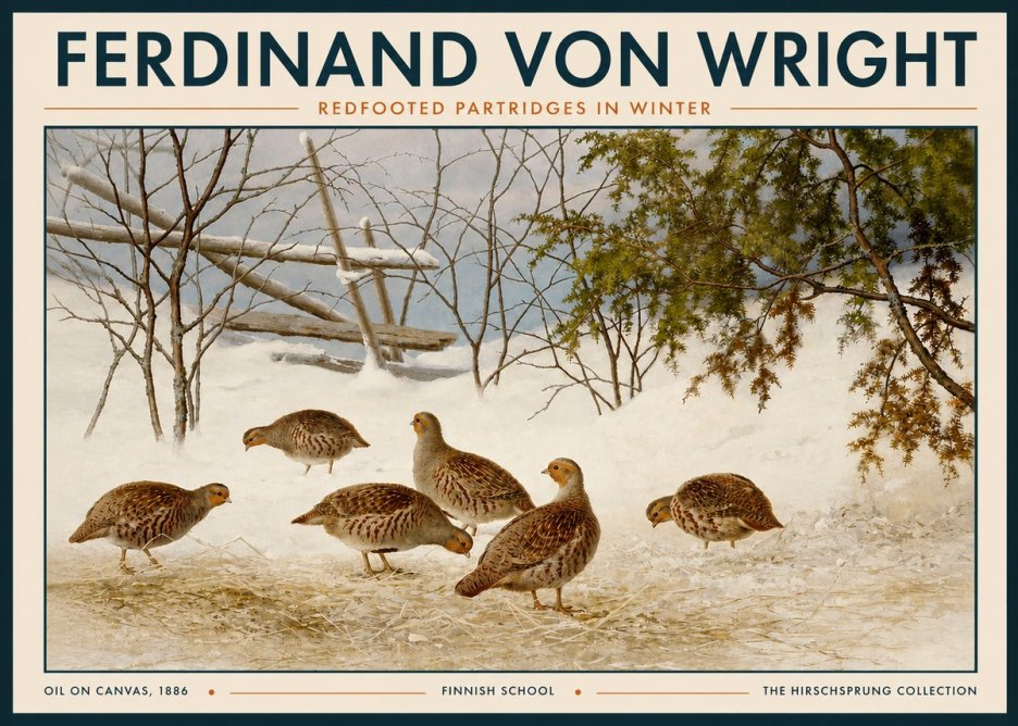Ferdinand von Wright Redfooted Partridges in Winter No3 - Poszter